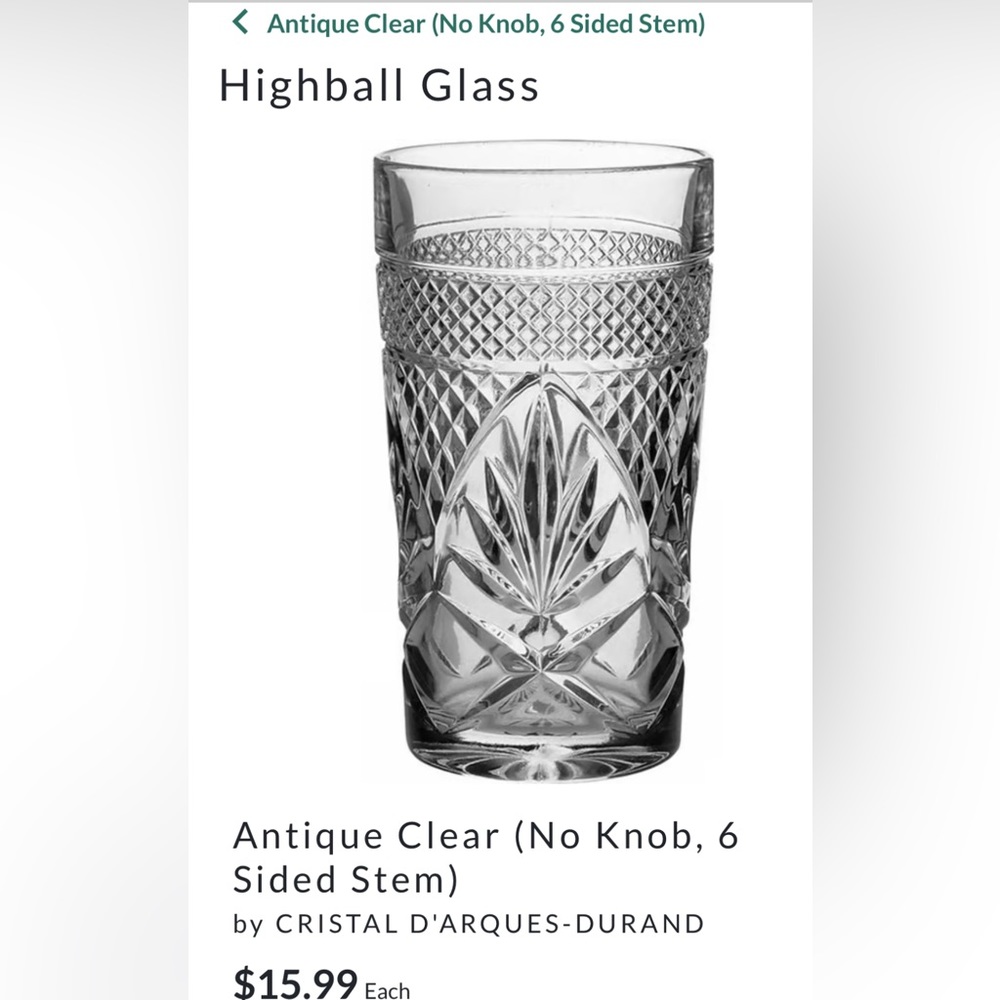 Set of 5 Highball Glass Antique Clear Pressed Pattern glasses
